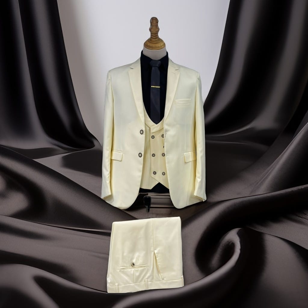 Costume 3 Pièces Jaune Boutons Noirs – Audace & Élégance