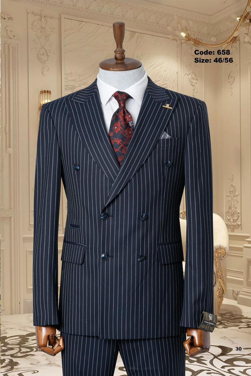 Le Costume Bleu Marine Rayé