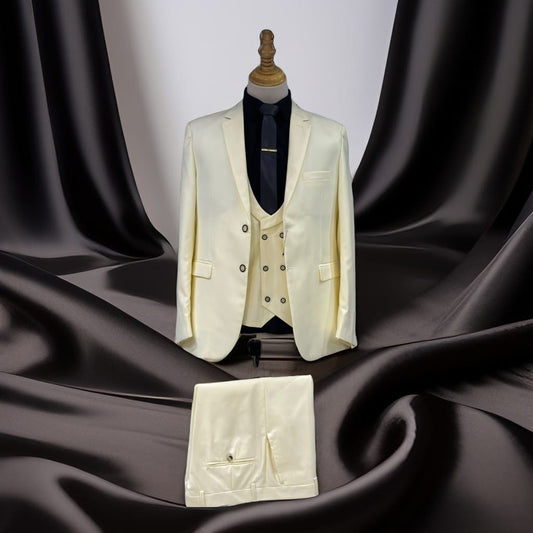 Costume 3 Pièces Jaune Boutons Noirs – Audace &amp; Élégance