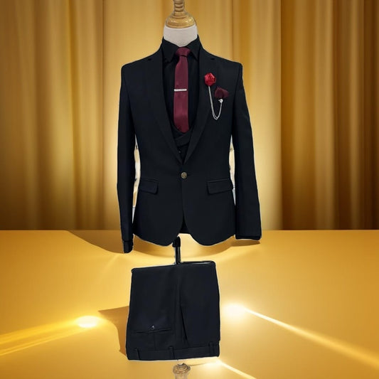 Costume Noir Trois Pièces – Élégance Intemporelle