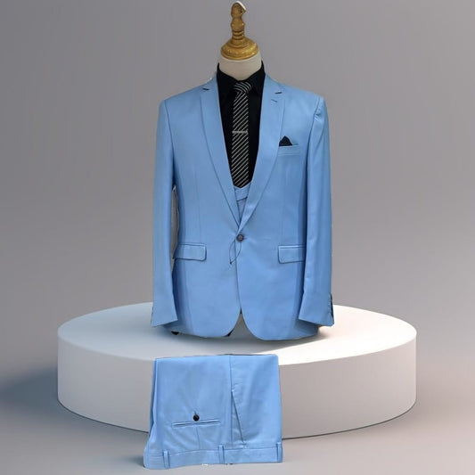 Costume Bleu Ciel Trois Pièces – Fraîcheur & Élégance